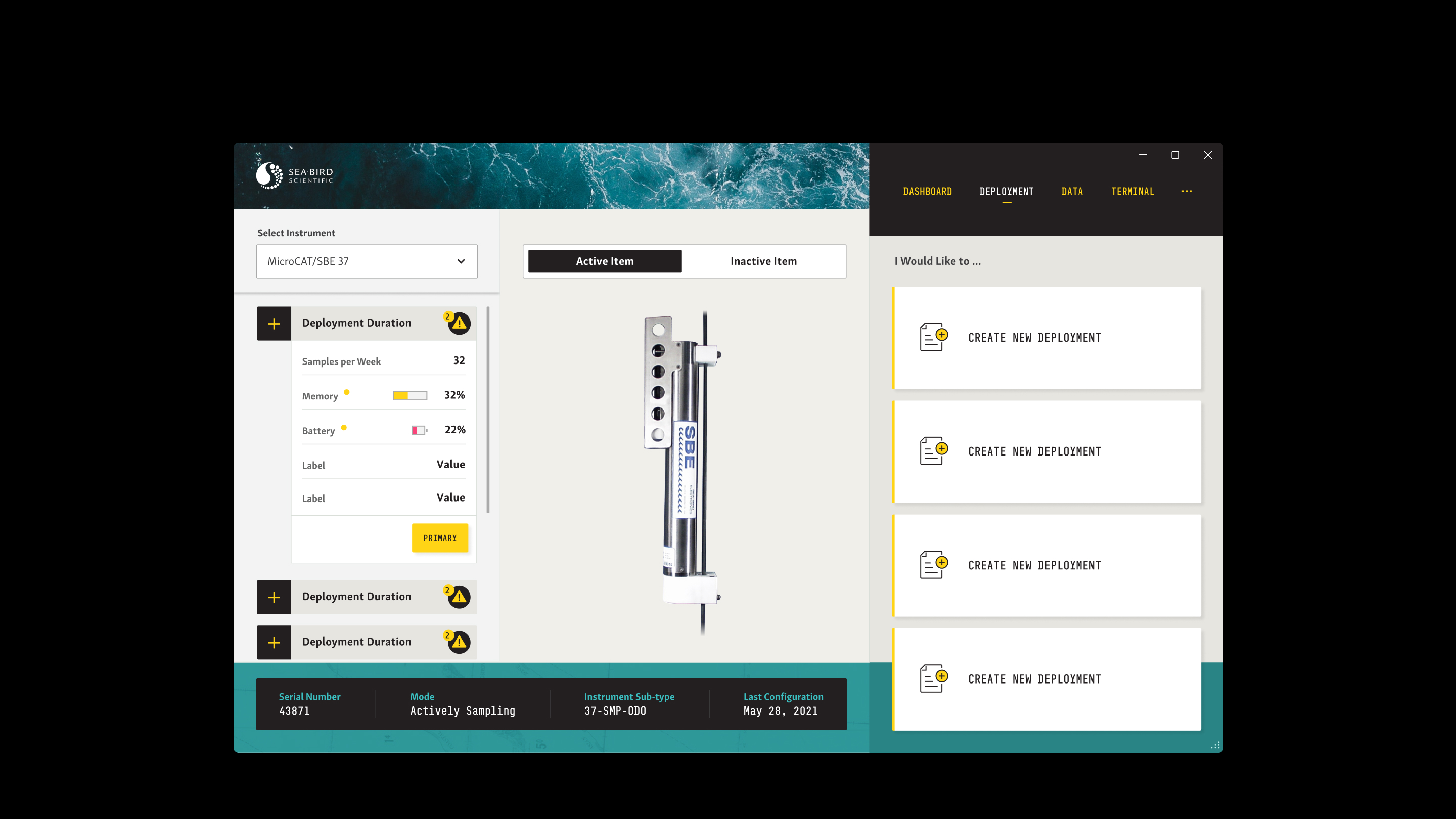 Sea-Bird Scientific screen 3