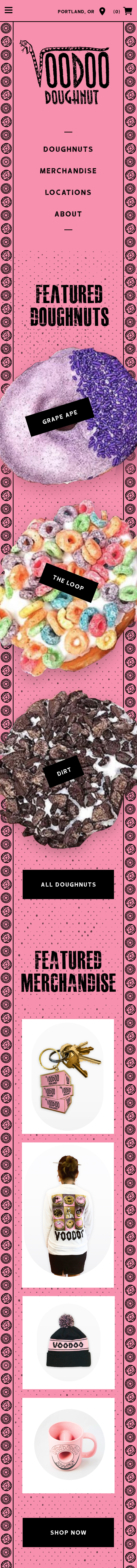 Voodoo Doughnut website mobile
