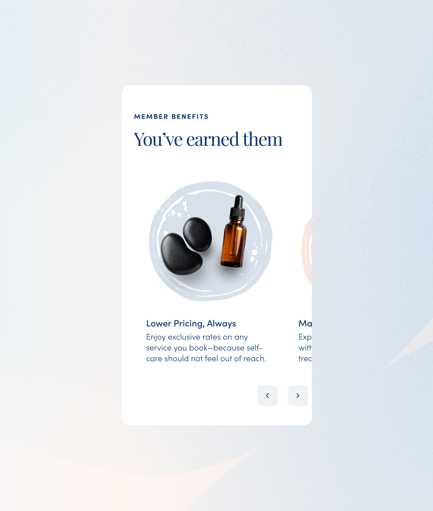 Member benefits app screen